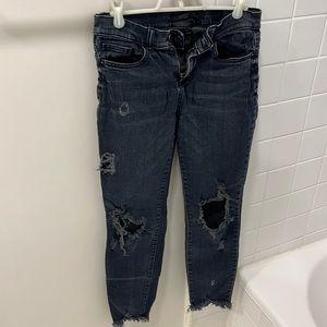 Cropped designer black faded jeans